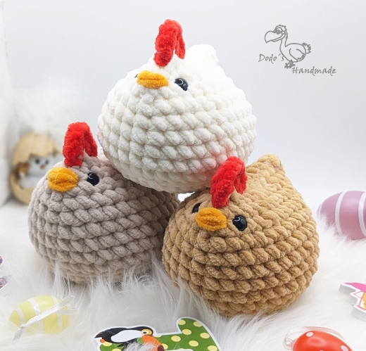 Huhn gehäkeltes Kuscheltier, Amigurumi, Mabel Huhn, Landhaushuhn, Oster Dekoration, Chenillewolle, fertig gehäkelt